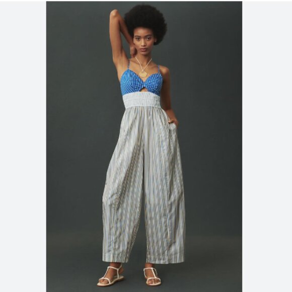 Brand New Plenty by Tracy Reese Poplin Striped Jumpsuit - Picture 1 of 7